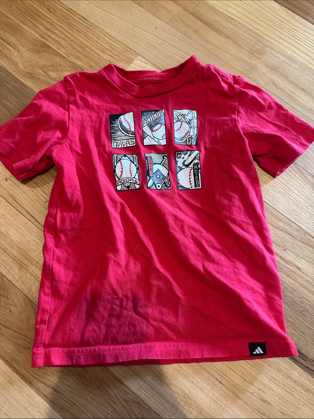 adidas Red Kids' Baseball Graphic Short Sleeve Tee